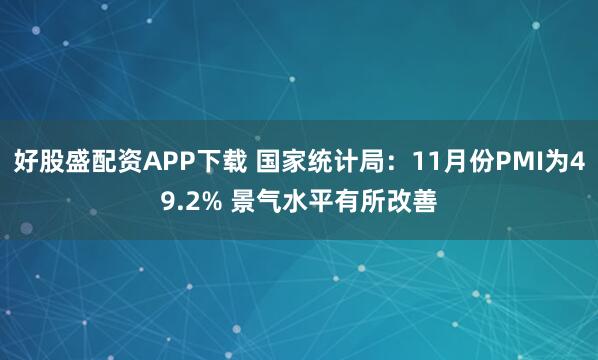 好股盛配资APP下载 国家统计局：11月份PMI为49.2% 景气水平有所改善